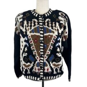 Kitty‎ Hawk Vintage Sweater Vivian Wang Wool Blend Geometric Size Large Y2K